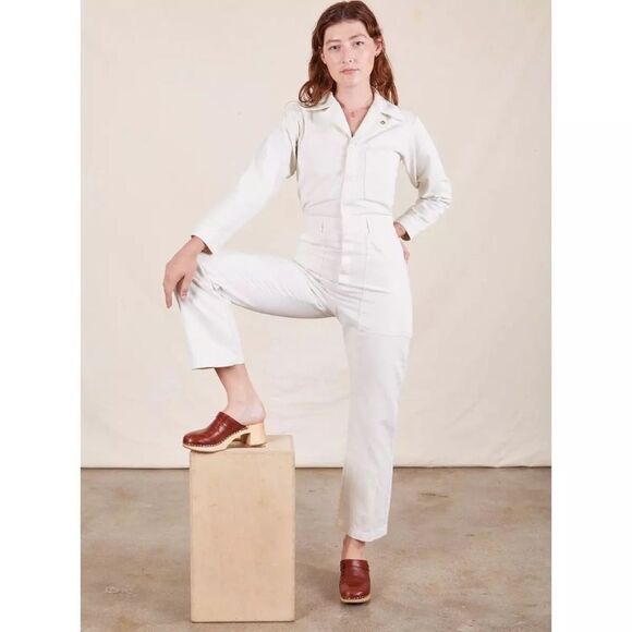 Big Bud Press Cream Light Yellow Everyday Jumpsuit Utility Long Sleeve XS Cotton - Picture 1 of 6